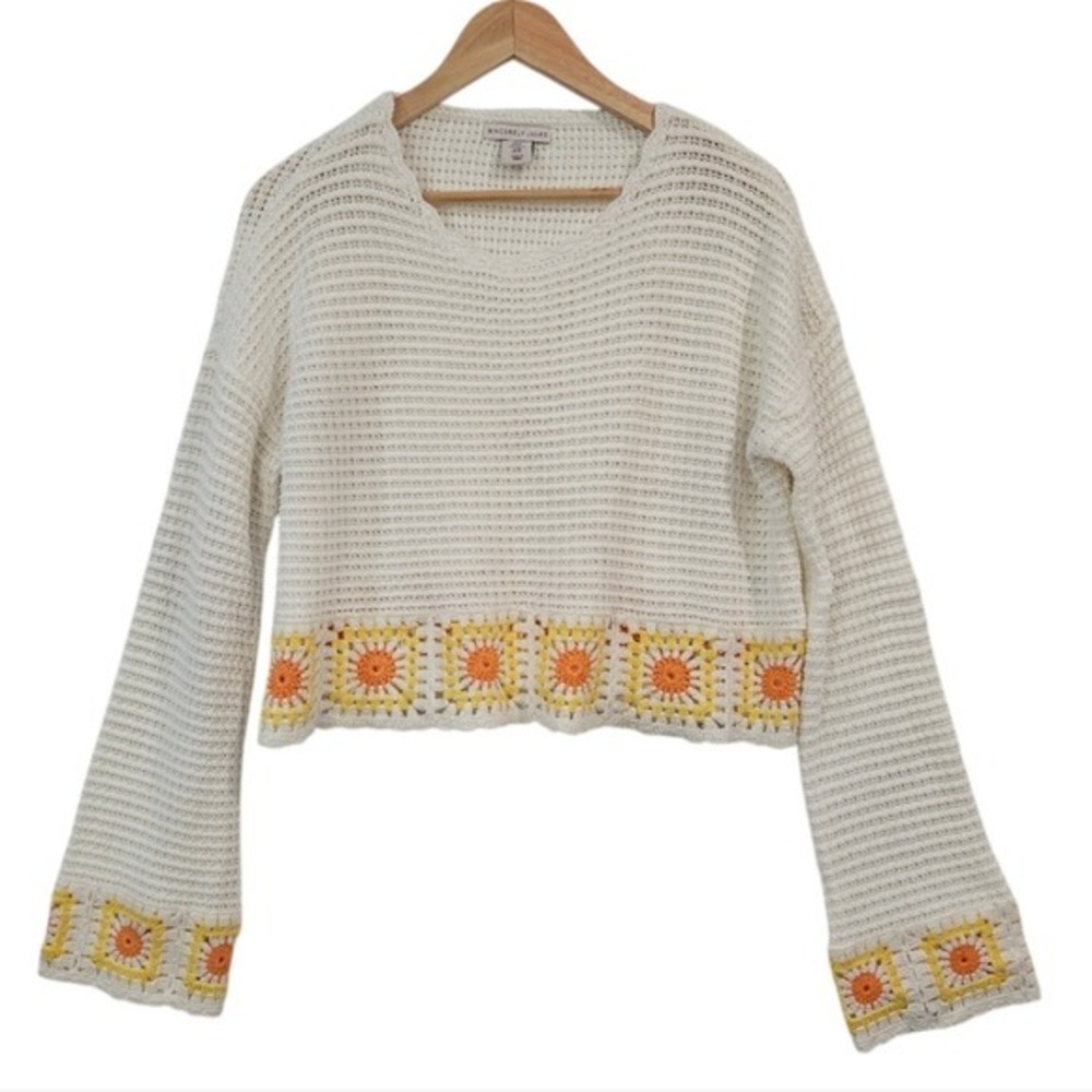 Sincerely Jules Daisy Crochet Cropped‎ Top Boho Hippie Granny Square Size XL